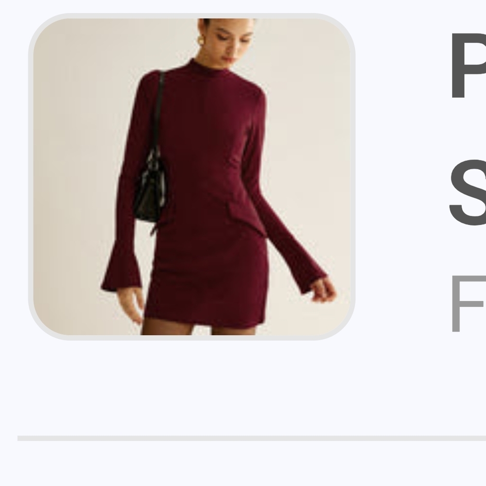 Commense Fuchsia Ribbed Bell Sleeve Sheath Dress
